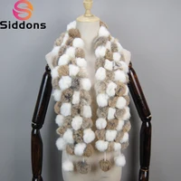 2025 Women Winter Warm Real Rabbit Fur Scarf Hot Sale Natural Rabbit Fur Muffler Lady 100% Genuine Fur Scarves Wholesale Retail