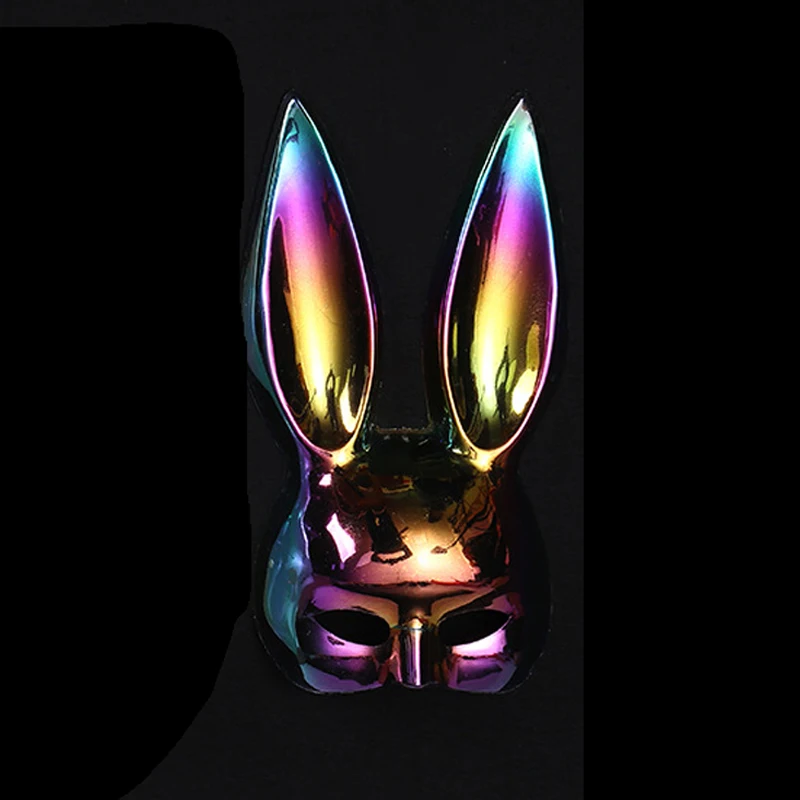 9 Styles Halloween Rabbit Ears Half Mask Bright Matte Bunny Cosplay Party Masquerade Festival Anime Bar Nightclub Accessories
