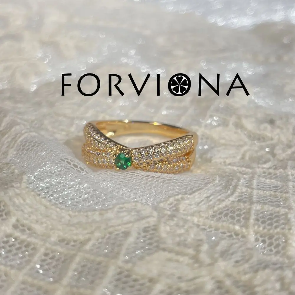 

Rose gold full diamond ring artificially cultivated gemstone green gemstone ring fashion does not fade popular jewelry