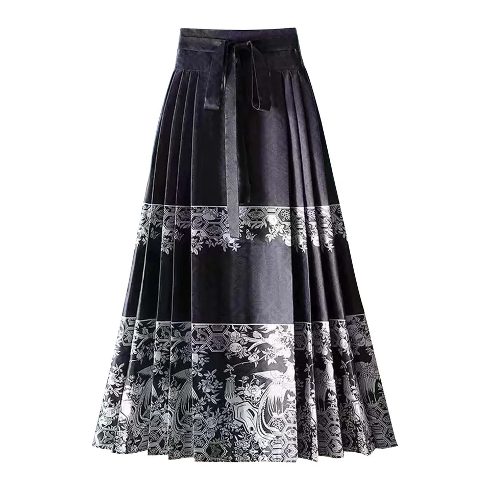 Elegant Women High Waist Pleated Horse Face Skirt
