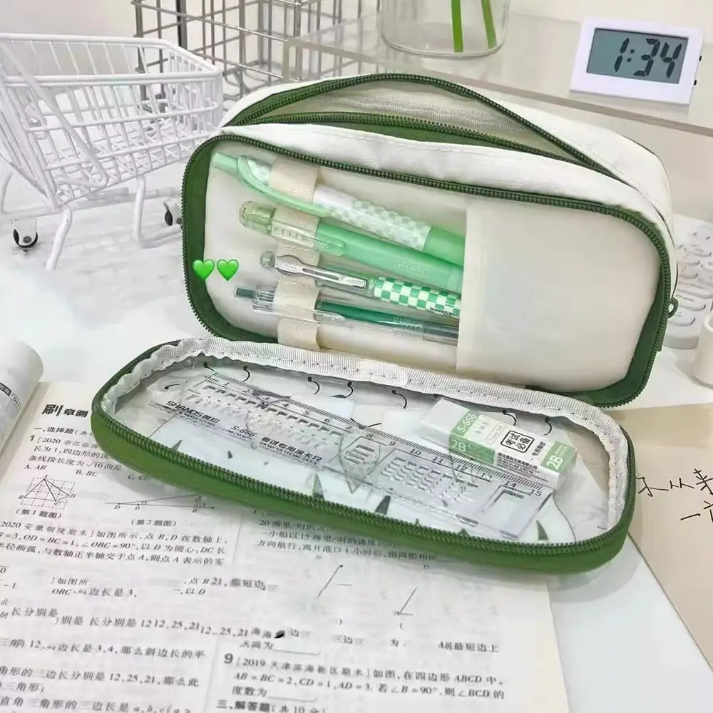 대용량 연필 가방, 크리에이티브 파 더블 레이어 연필 케이스, 야채 카와이 문구 가방, 사무용품