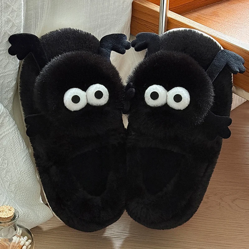 Lovely Thick Bottom Fluffy Slippers Women Autumn Winter Slip On Bag Heels Cotton Slippers Women Indoor Non Slip Soft Warm Slides