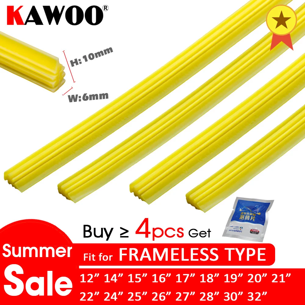 2pcs Car Wiper Blade Silica Gel Silicon Refill Strips For Frameless