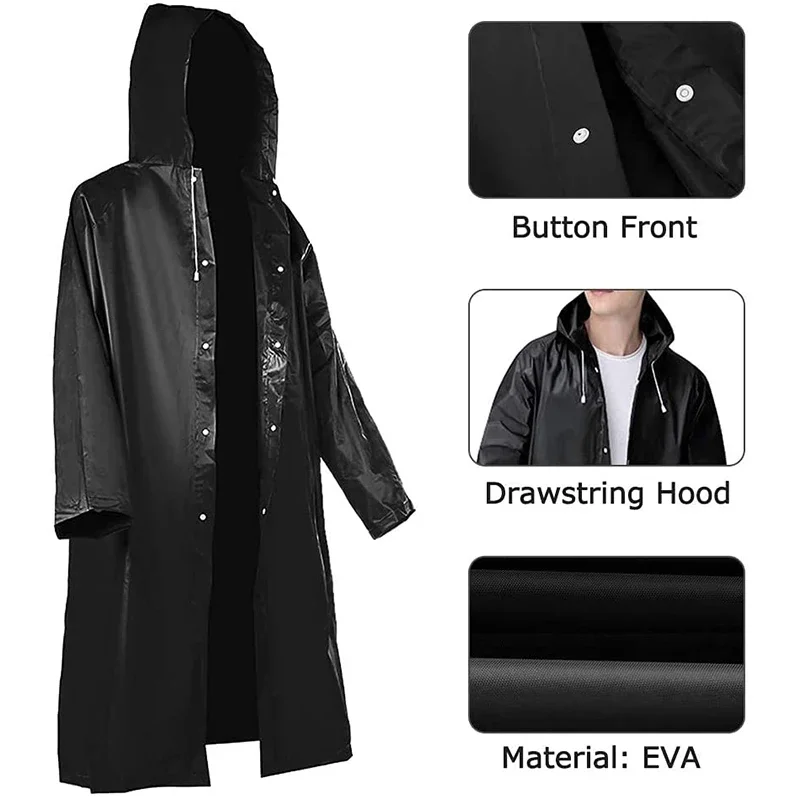 Raincoat Poncho Unisex Hooded for Camping Hiking