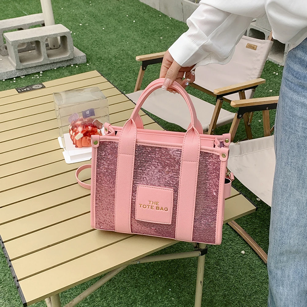 بو الجلود الترتر حمل حقيبة للنساء ، أكياس أعلى مقب...