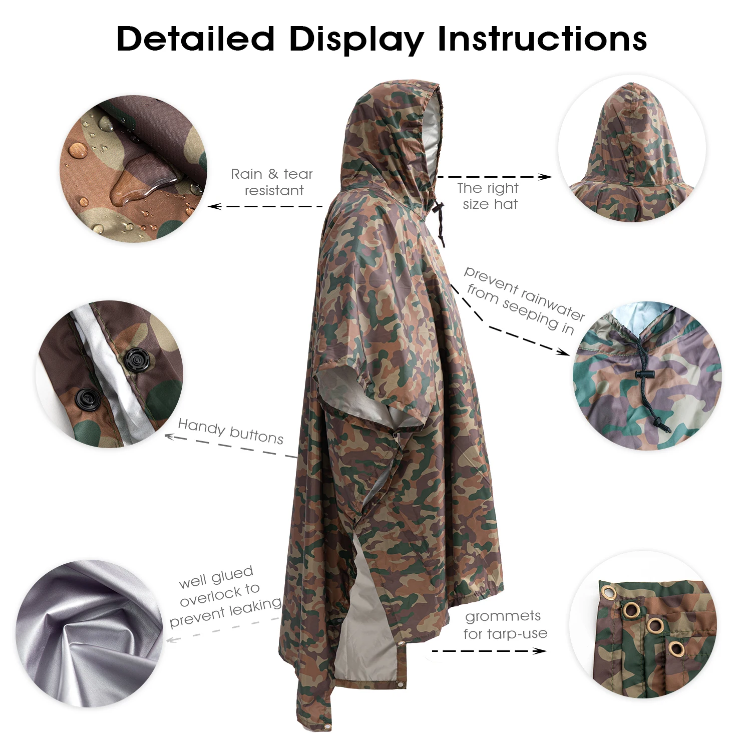 3 In 1 Outdoor Military Waterproof Raincoat Rain Coat Men Raincoat Women Awning From The Rain Motorcycle Poncho Picnic Mat waterproof raincoat motorcycle raincoat