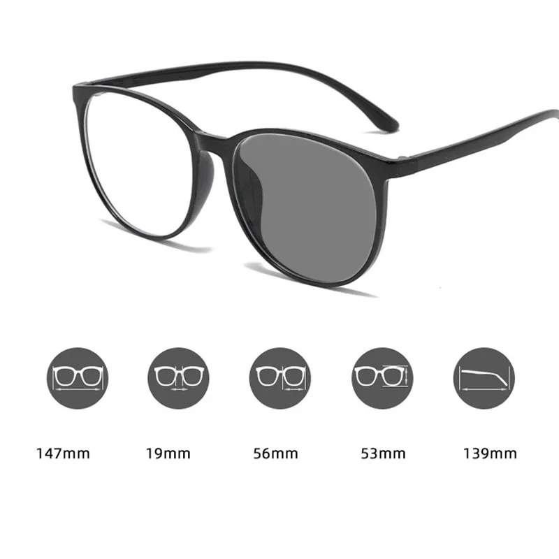 Large Photochromic Reading Glasses for Women Trendy Retro Color Changing Sunglasses Men Classic HD Far Sight Presbyopia0+1.0+4.0 6