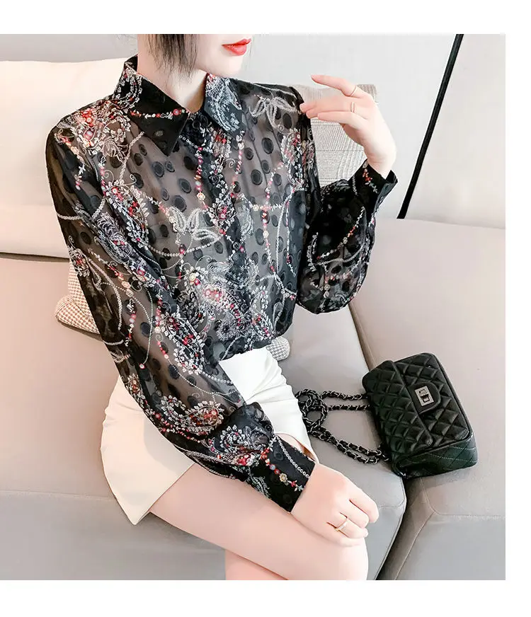 camisa feminina manga longa all-match elegante moda blusa topo feminino