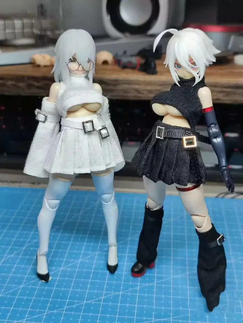 

1/12 женский жилет с высоким воротом + юбка + рукава + ремень модель для 6 ''Figma Azone12