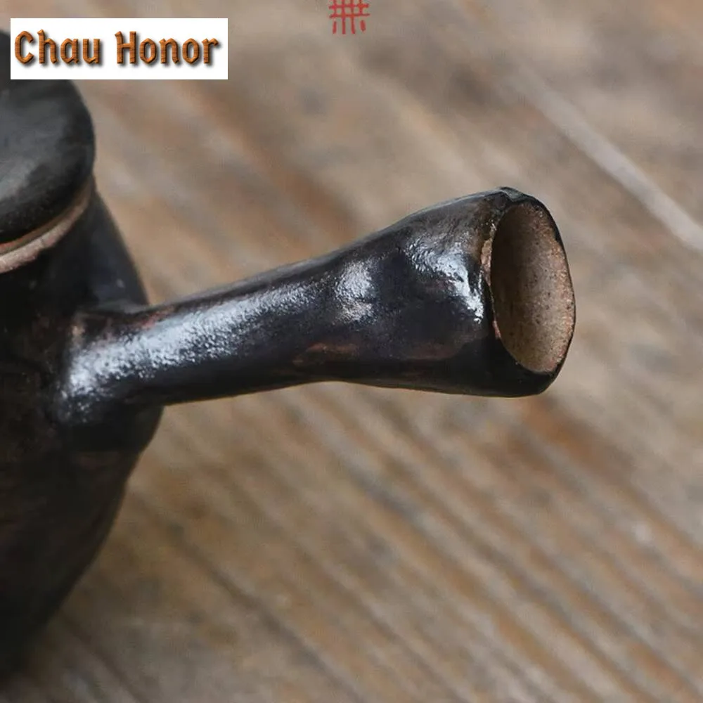 150ml Wabi-sabi Style Stoneware Side-handled Pot Zen Tea Set for Clumsy Hands Teapot Japanese Tea Brewing Jixu Kettle Gift Box