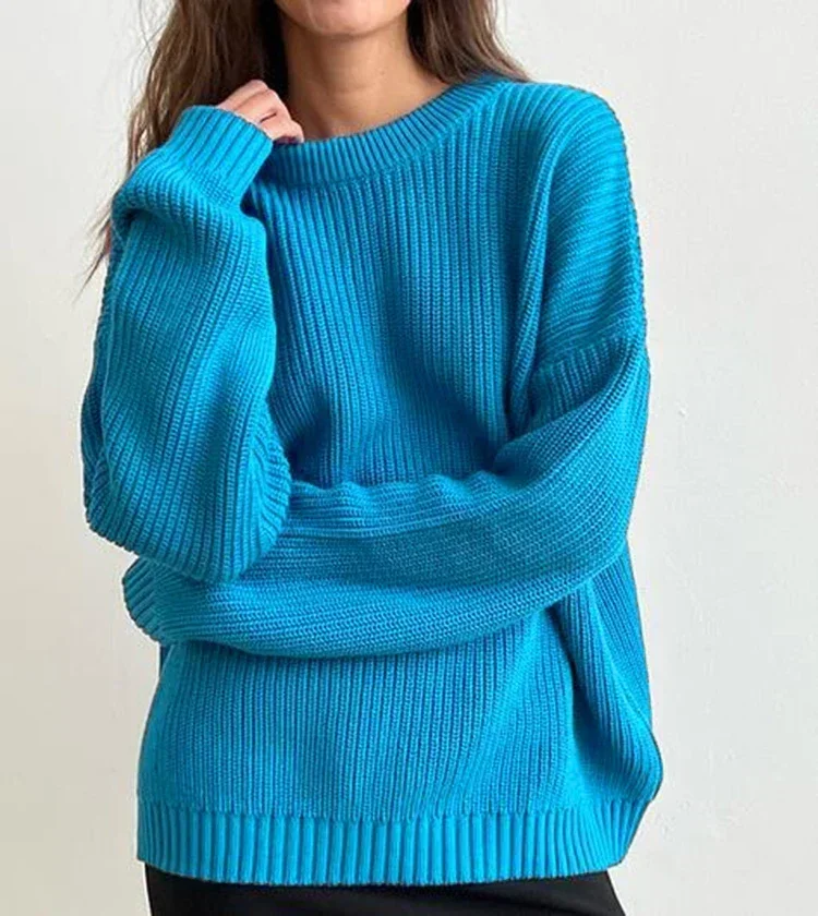

Осенне-зимние женские модные вязаные пуловеры с круглым вырезом, плотное высококачественное повседневное свободное облегающее нижнее белье