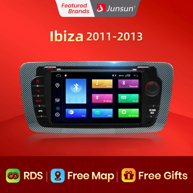 Junsun AI Voice 2 din Android Auto Radio for Seat 6j 2009 2010