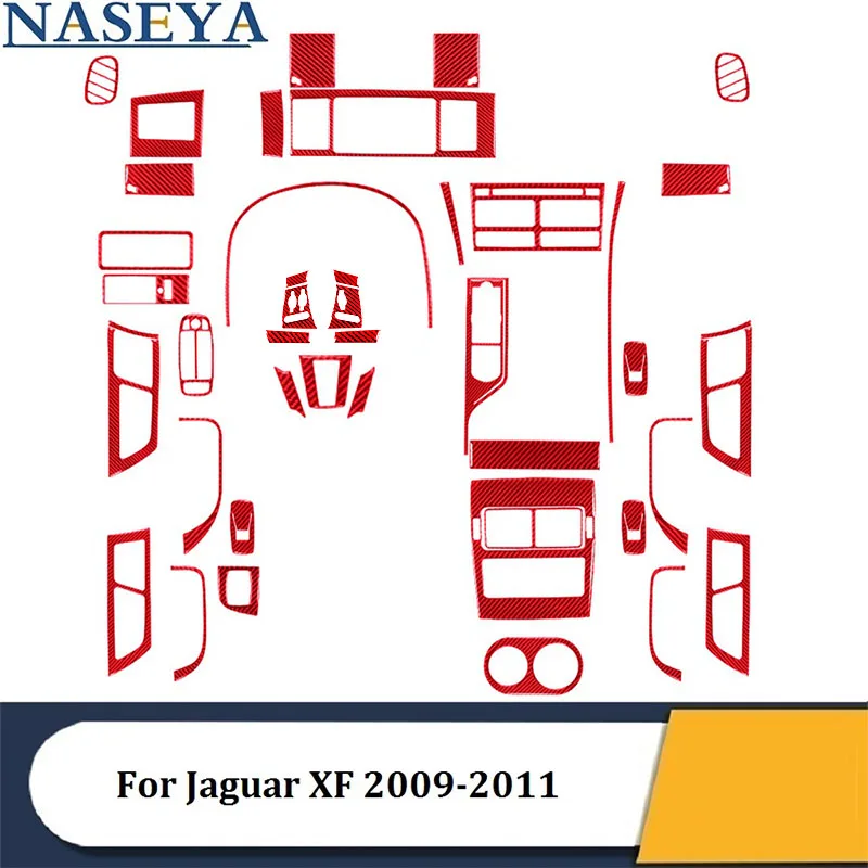 

Красные наклейки из углеродного волокна для Jaguar XF 2009 2010 2011, декоративные аксессуары для салона автомобиля, Центральная панель управления, приборная панель