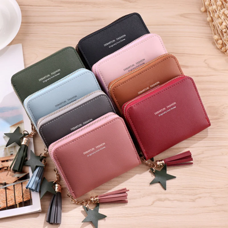 

Women Small Wallet Ladies Mini Tassel Wallet Cute Girl Short Zipper Lovely Pu Leather Coin Purse Female Hand Wallet Purse
