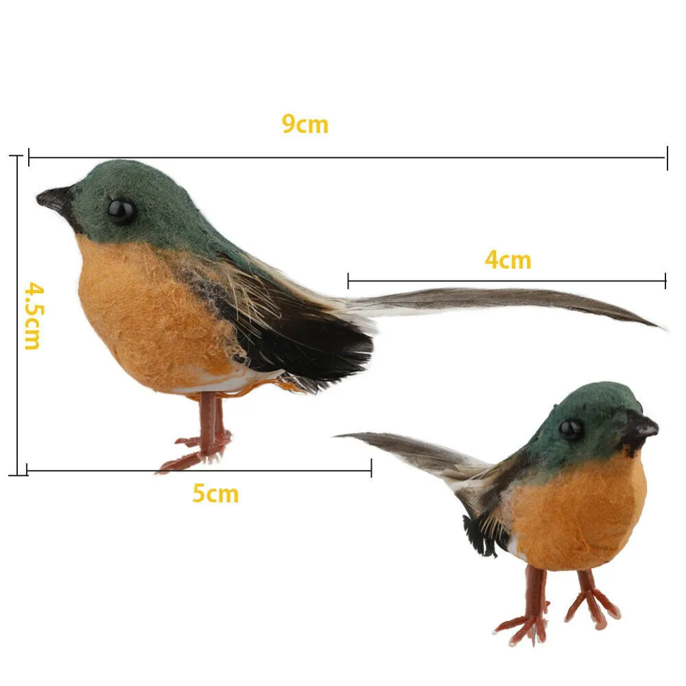 Deco vogel met clip, deco vogels met veren, kunstvogels decoreren, mini vogels decoratief figuurtje voor tuin lente decoratie feestdecoratie