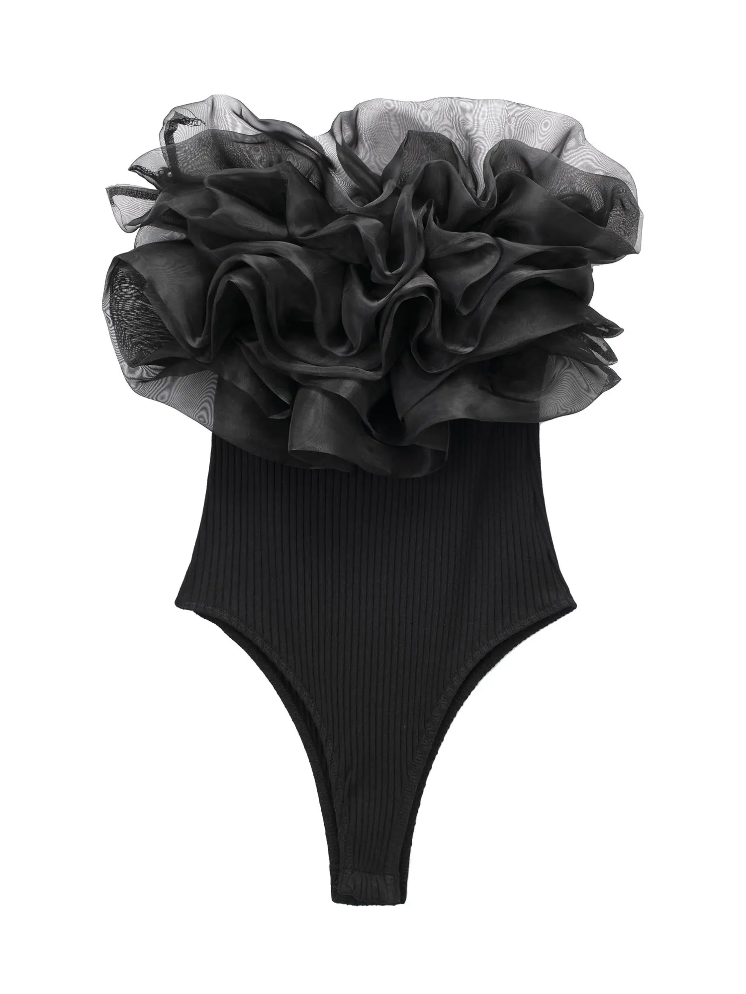 ❗️最終価格❗️TULLE GATHERED BODYSUIT fetico TULLE GATHERED BODYSUIT Black