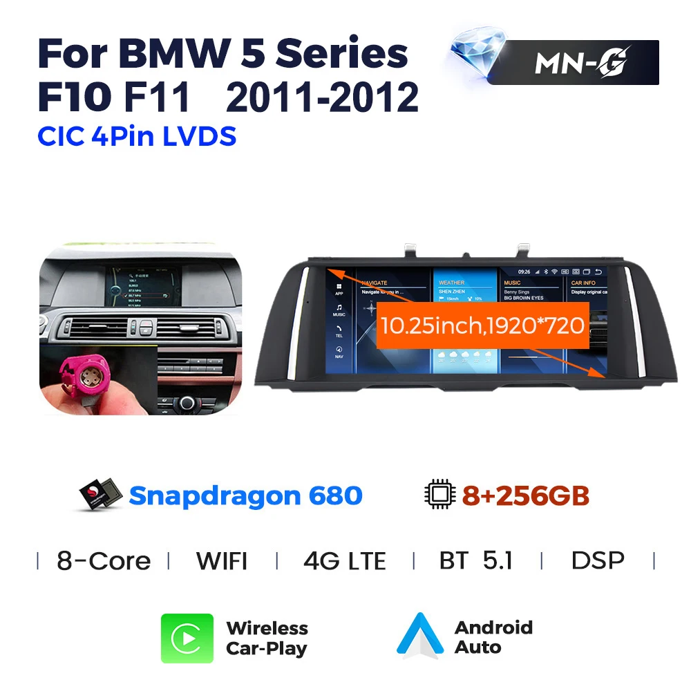 Navifly-bmw 5シリーズ,f10,f11,520, 2011-2016,cic,nbt,android
