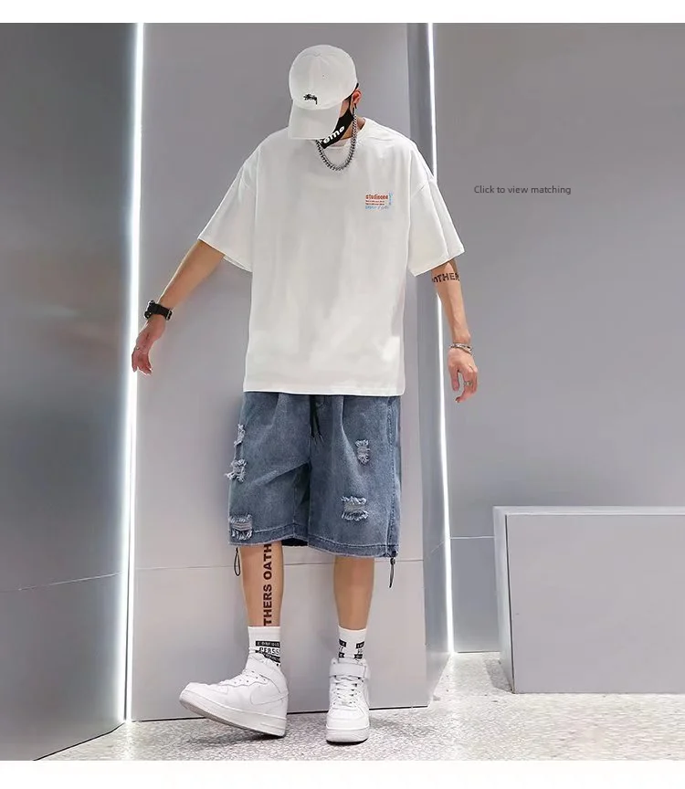 Men's Summer Loose-fit Trendy Denim Shorts American Style Five-point Mid-pants 2023 New Fashion Casual Shorts 32 S2b63a187fdb1427e9f3be1dc1d8819efU