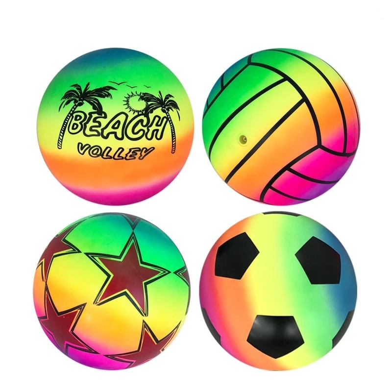 Environmentally Friendly Rainbow Ball Toys for Children Indoor and Outdoor Game Soft and Elastic Leather Ball Party Gifts 2