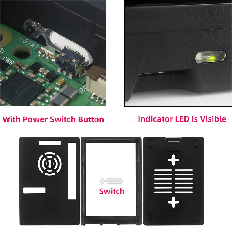 Sleek Black & Silver Raspberry Pi 5 ABS Case with Optional Cooling Fan & Screen Support