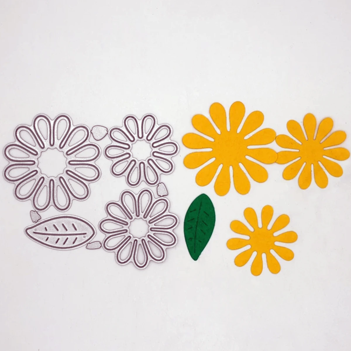 Metal Cutting Dies 4 Pcs Chrysanthemum and Leaf DIY Scrapbooking Album Decoration Embossing Paper Card Craft
