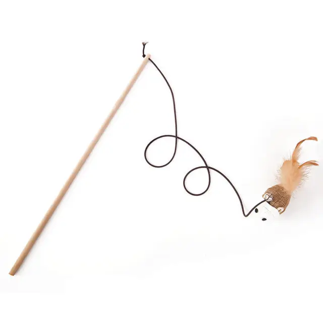 1PC Teaser Feather Toys Kitten Funny Colorful Rod Cat Wand Toys Wood Pet Cat Toys Interactive Stick Pet Cat Supplies 고양이 장난감 5