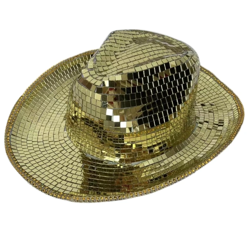 Reflective Cowboy Hat Mirrored Glitter Ball Shining for Bachelorette Party