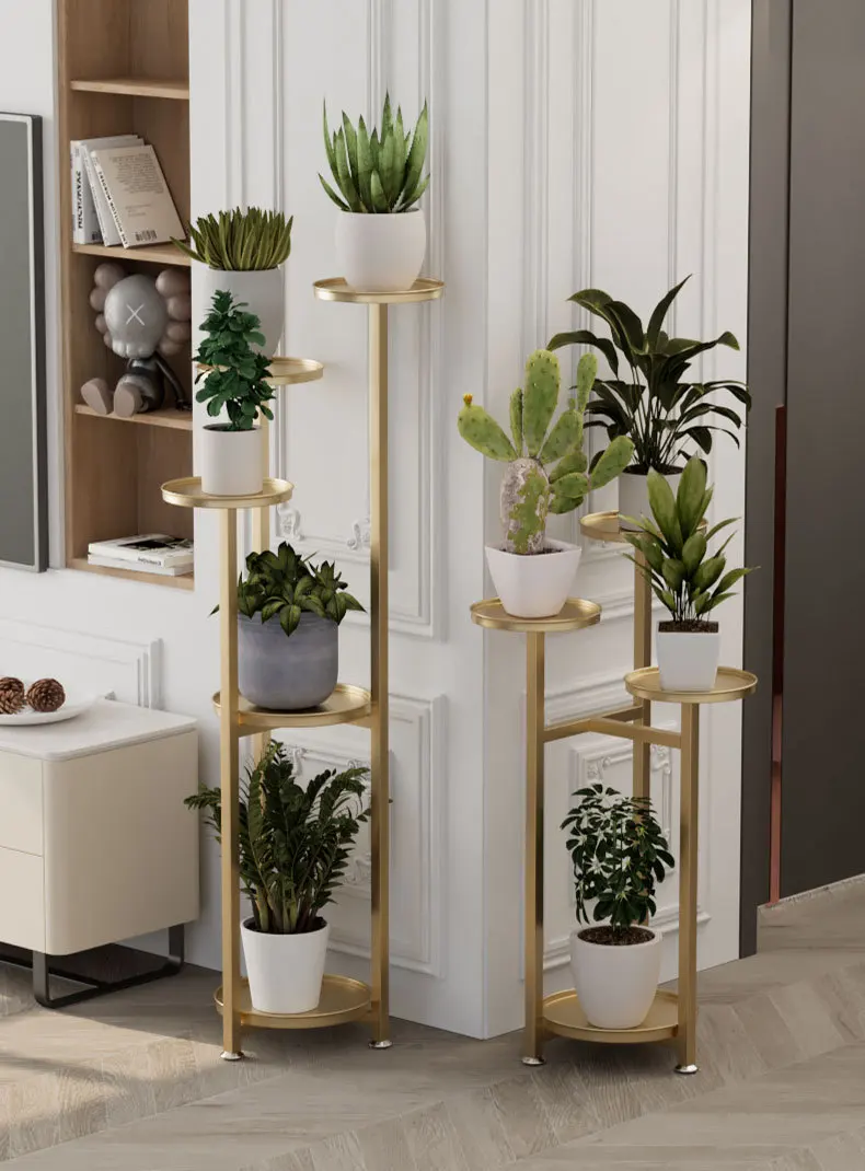 Plant Stand Flower Rack Multi-Storey Iron Shelves For Plant Pot Floor-To-Ceiling Balcony Living Room Lobby plant stand wooden flower shelf
