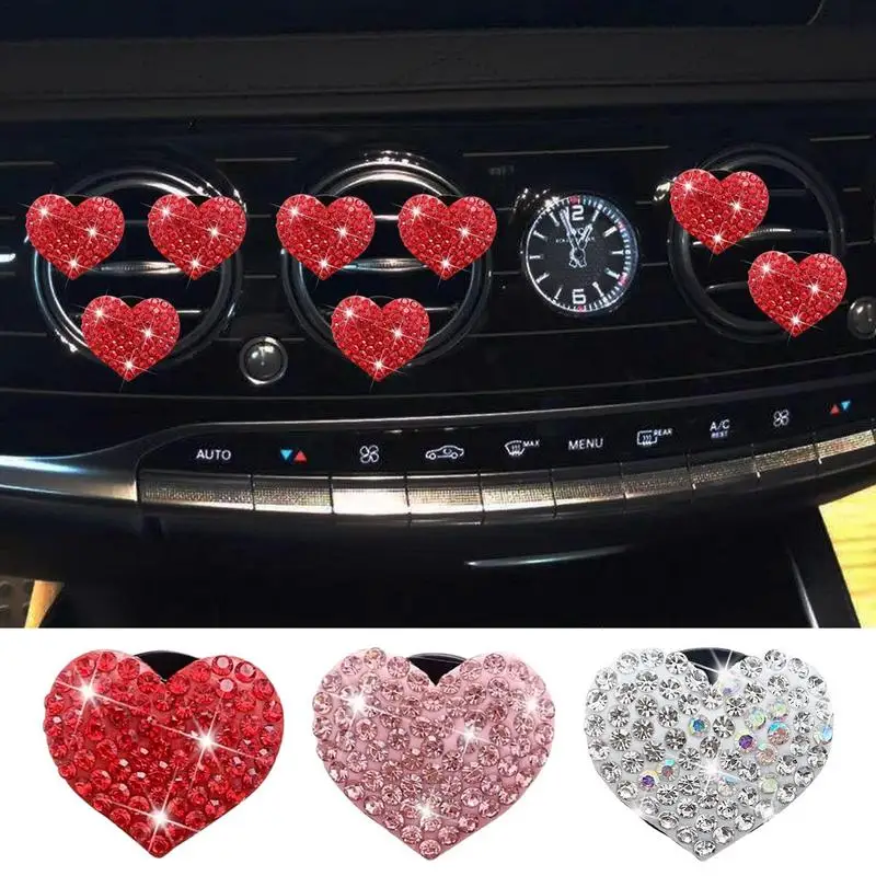 

Bling Air Vent Clip Bling Crystal Heart Car Diffuser Universal Car Diffuser Rhinestone Car Interior Decoration Charm Crystal Car
