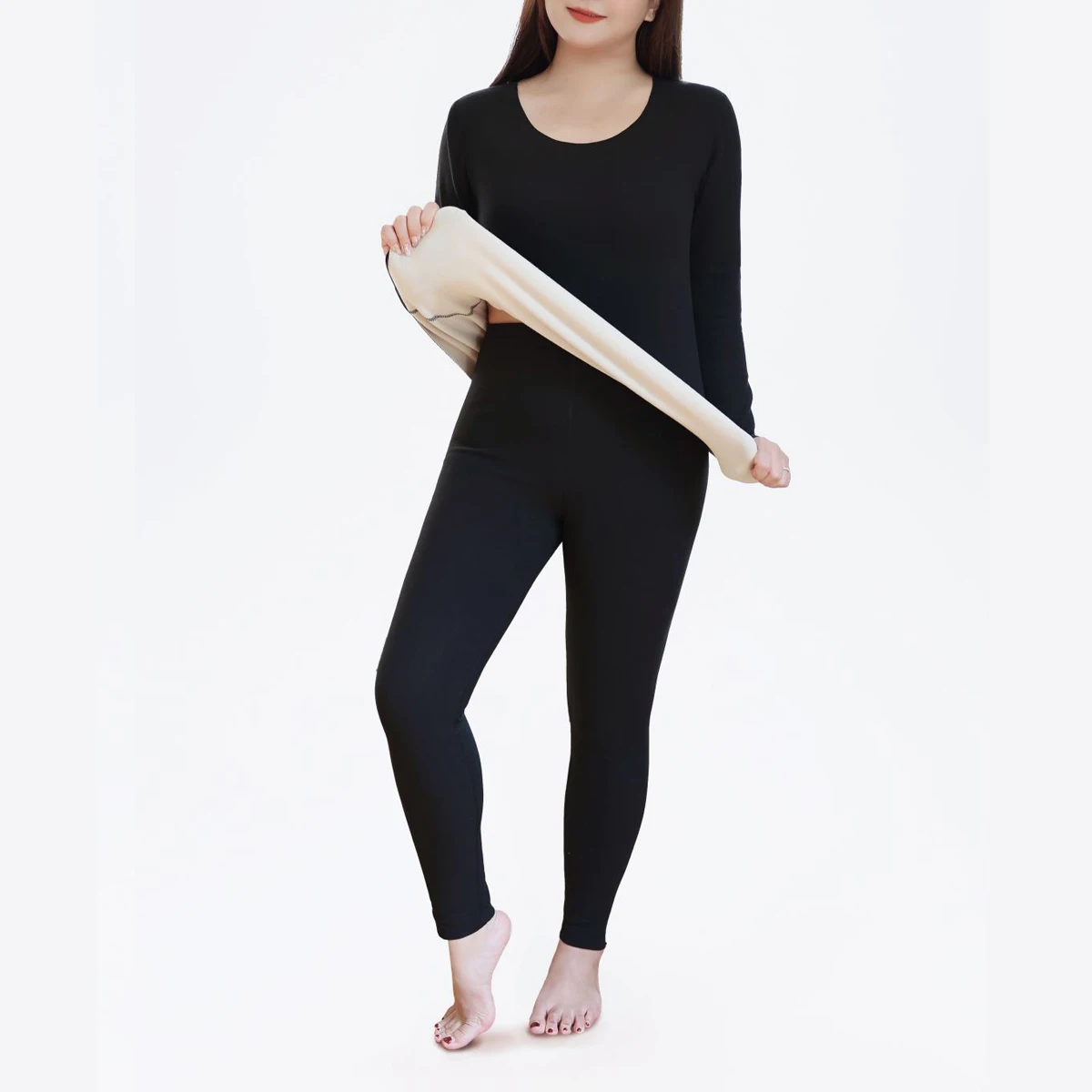 Plus Size Women's LONG JOHNS Premium Clothes Seamless Slim Double-Sided Brushed Fabric Warm Underwear Set Autumn Winter 2025