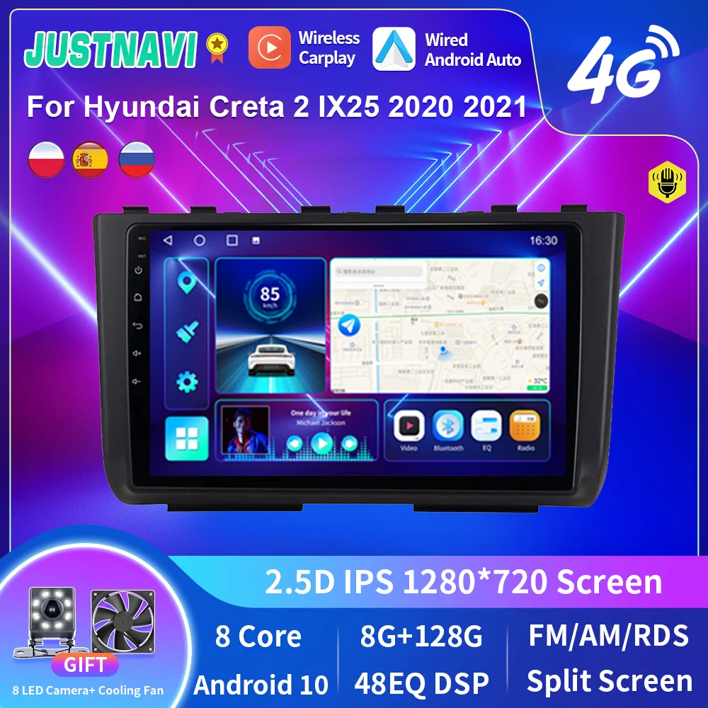 

JUSTNAVI Audio for Hyundai Creta 2 IX25 2020 2021 2din Car Radio Autoradio Multimedia Player Navigation GPS IPS Screen Carplay