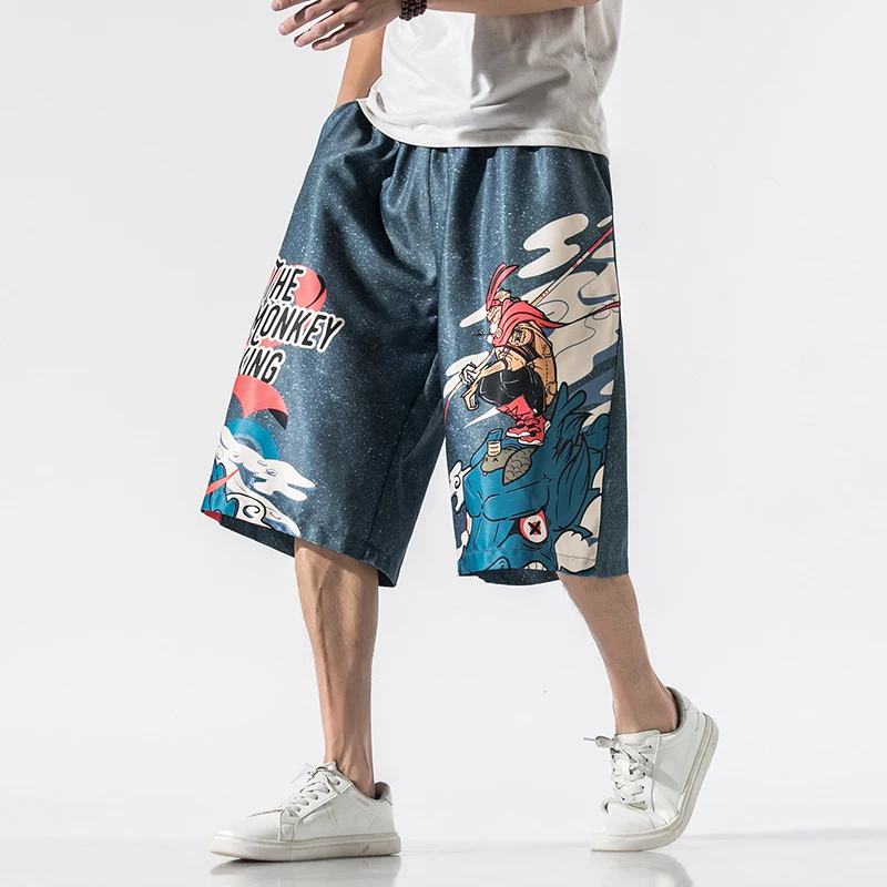 

Summer New Men's Fashion Loose Shorts Breathable Men's Short Pants Elastic Waist Men's Casual Hip Hop Beach Print Shorts