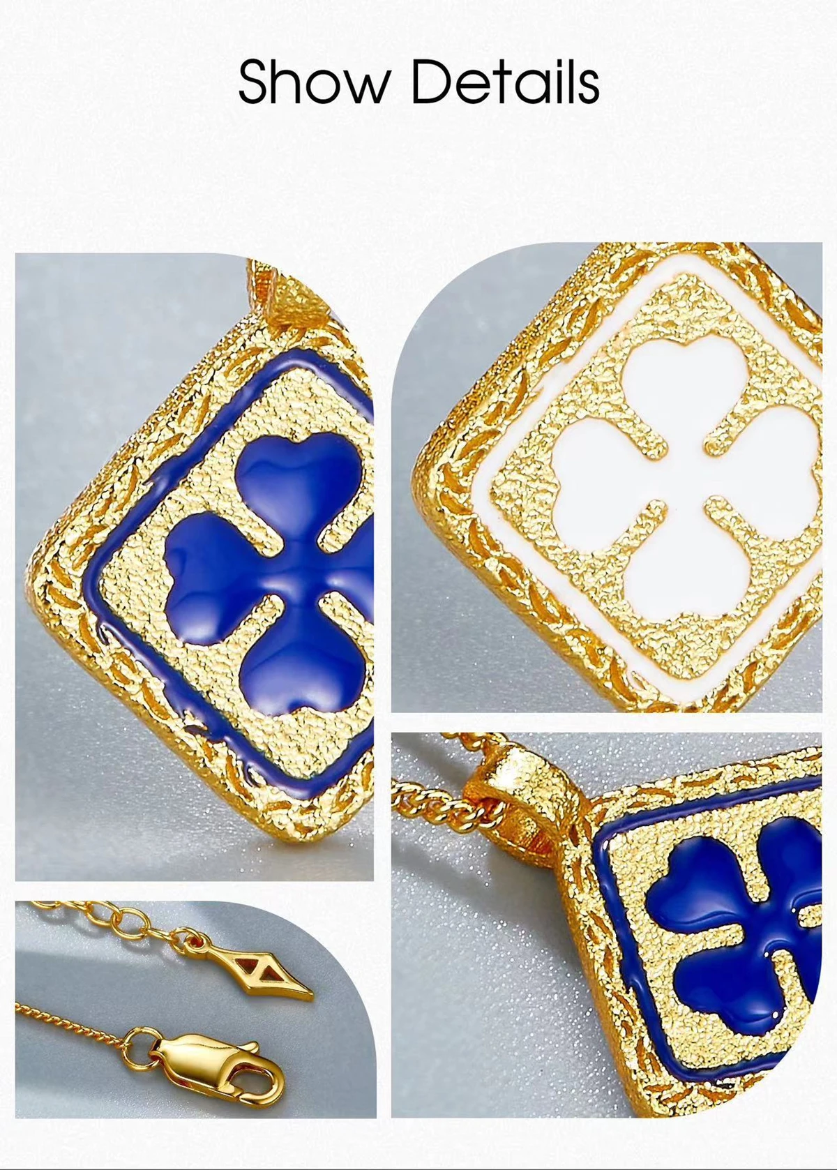 Minimalist Silver 2-sided Square Pendant Chic Lucky  Necklace