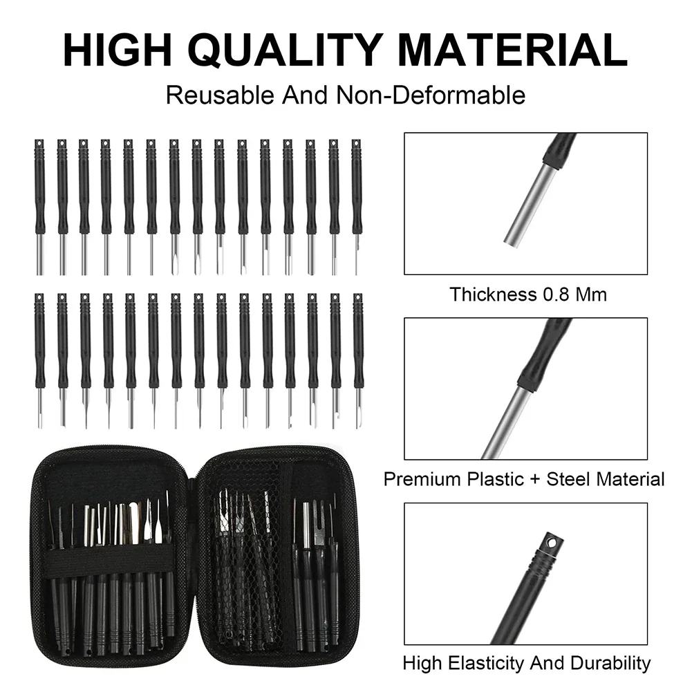 30pcs Car Terminal Removal Tool Car Repair Combination Suit Hand Tools Remover Repair Key Tools Pin Extractor Removal Tool Kit