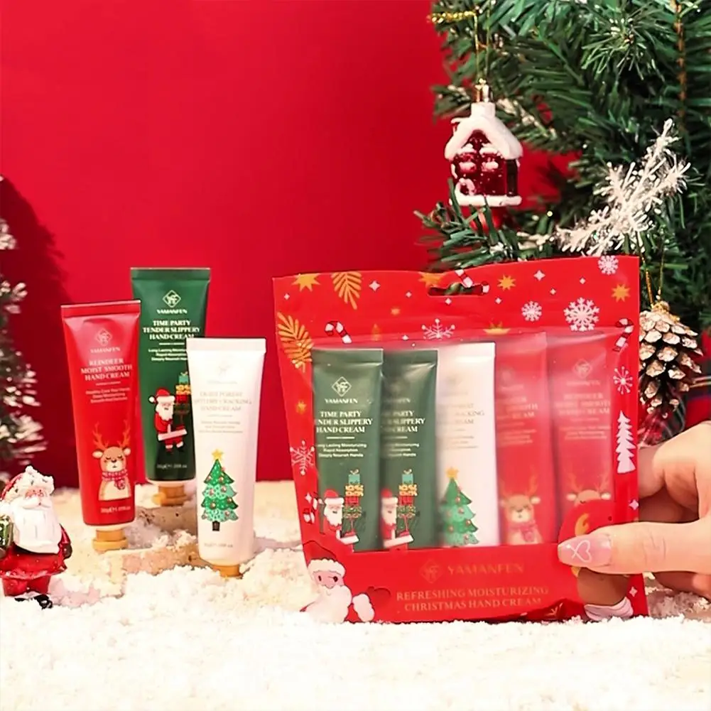 Christmas Gift Hand Cream Set 5/bag Cream Texture Hydrating Travel Pack Durable Moisturizer Smooth Hand Skin Gift For Women