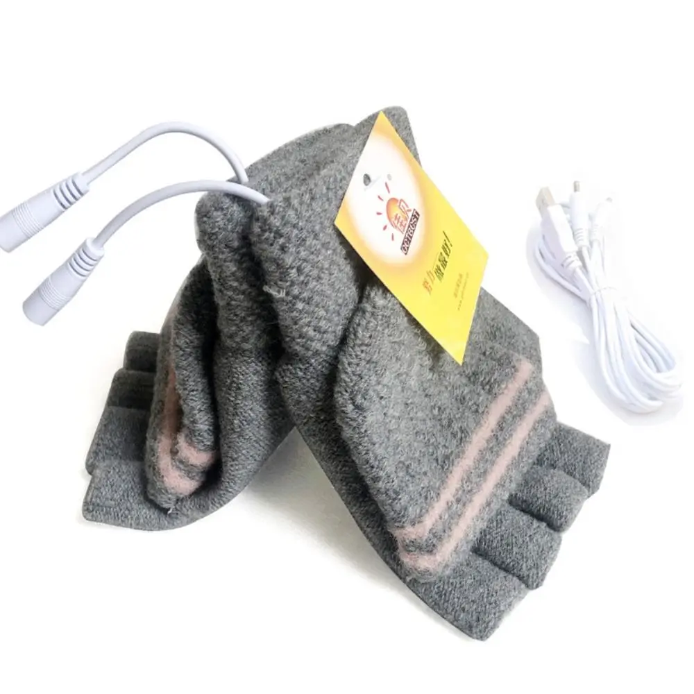 

USB Electric Heated Gloves New Cold-proof Windproof Cycling Gloves Detachable Cleaning Warm Gloves Winter