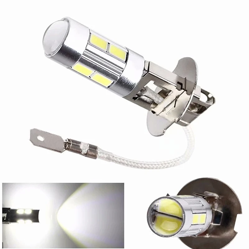 AM. 2PCS H1 H3 LED 자동차 전구 6000K 화이트 LED 고출력 10-SMD 5630 자동차 디코딩 안개등 운전 DRL 자동 램프