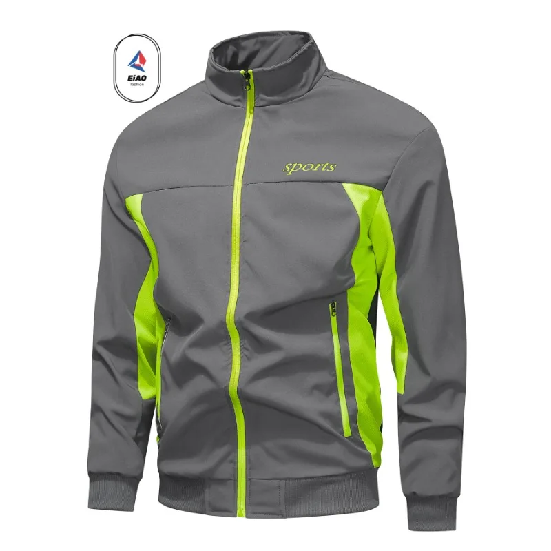 Men Casual Jacket Outdoor Sports Windbreaker Lightweight Breathable Loose Fit Color Block Zipper Coat Cycling Jacket  Autumn