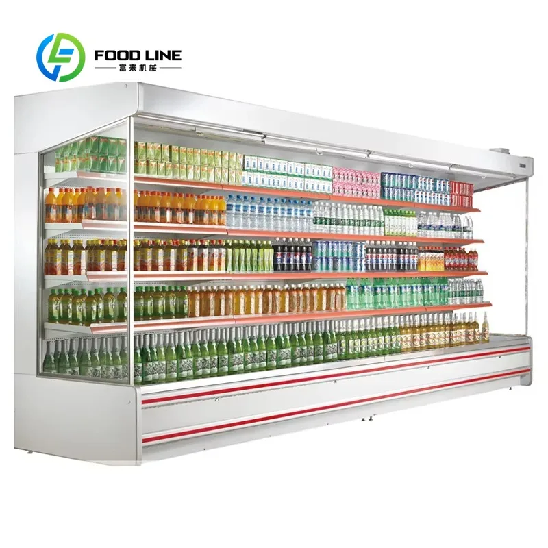 Customized Supermarket Multideck Open Merchandisers Chiller with Air Curtain Ideal for Fresh Produce and Drinks Stores 4