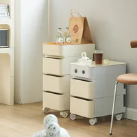 Table de chevet mobile design, unité de rangement moderne avec chariot poussoir pour petits espaces, organisateur de chambre compact 3
