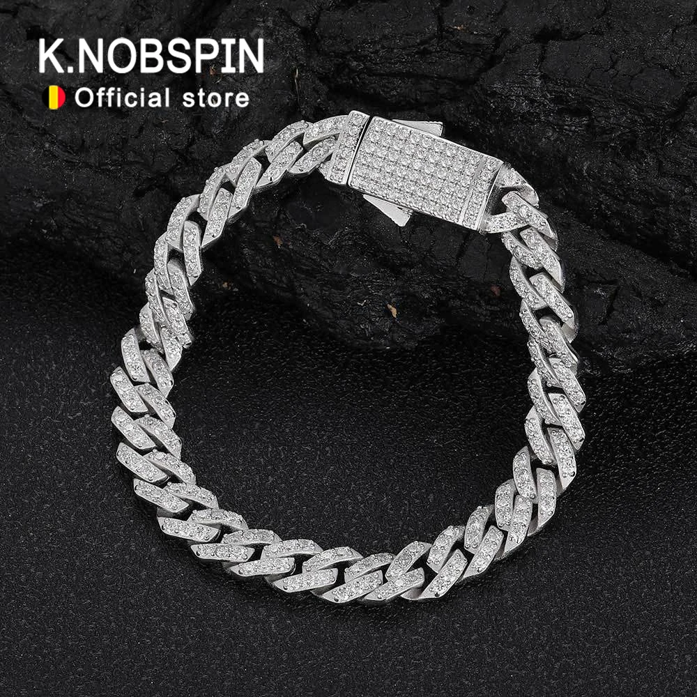 KNOBSPIN s925 Sterling Silver 8mm Double Lock Moissanite