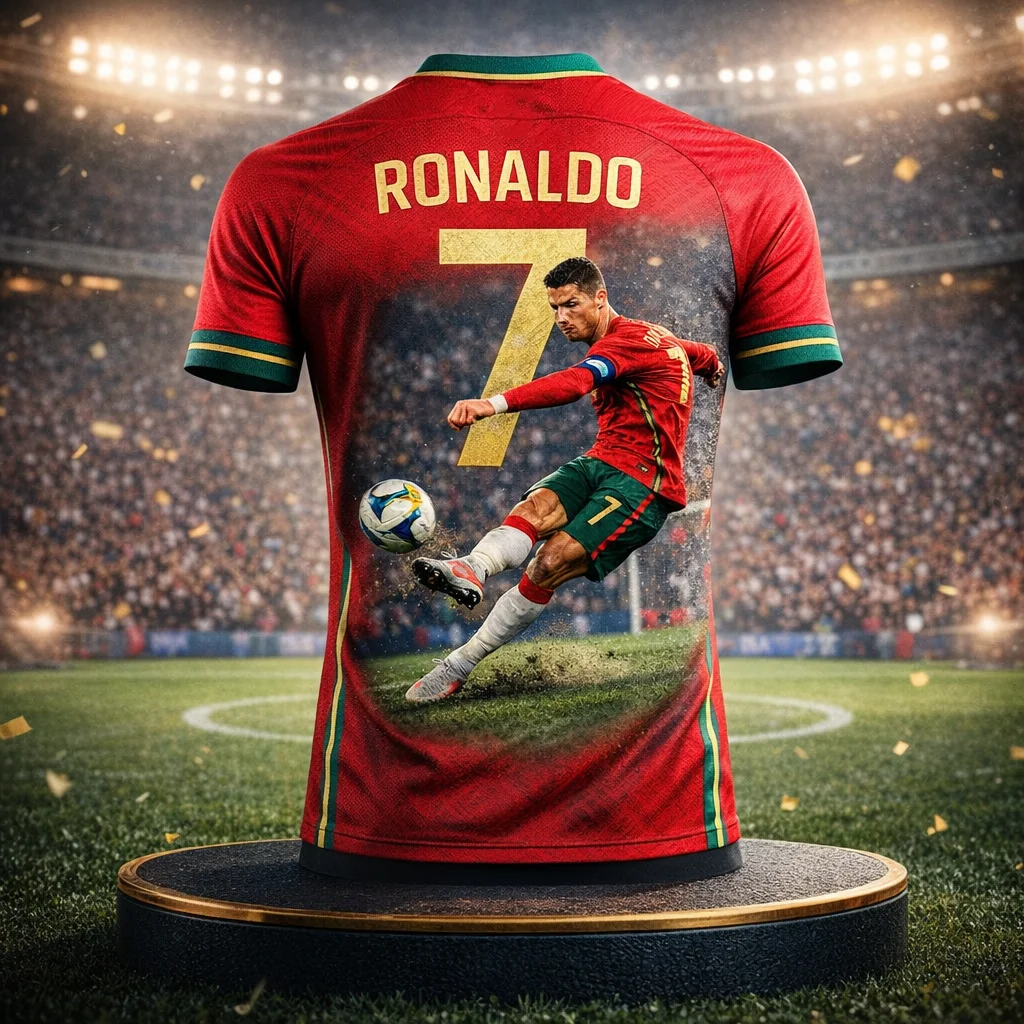Neues Ronaldo Sommer 3D-Druckmuster Kinder-Outfit Fußballtrikot T-Shirt Schnelltrocknende und Atmungsaktive Sportbekleidung