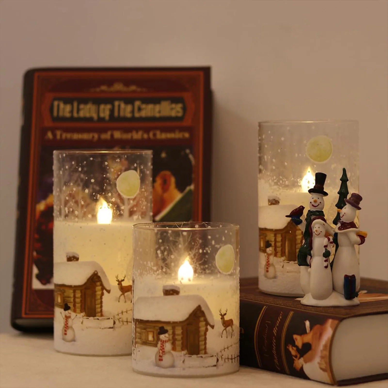 Christmas Snowman LED Candles set of 3 Body Color:light yellow 1