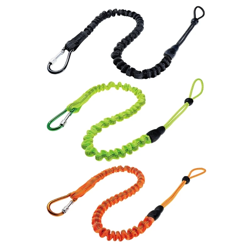 

2pcs Lightweight Tool Lanyard Portable Anti-Falling Safety Rope Tool Leash Retractable Bungee Cord with Lock Carabiner G99D