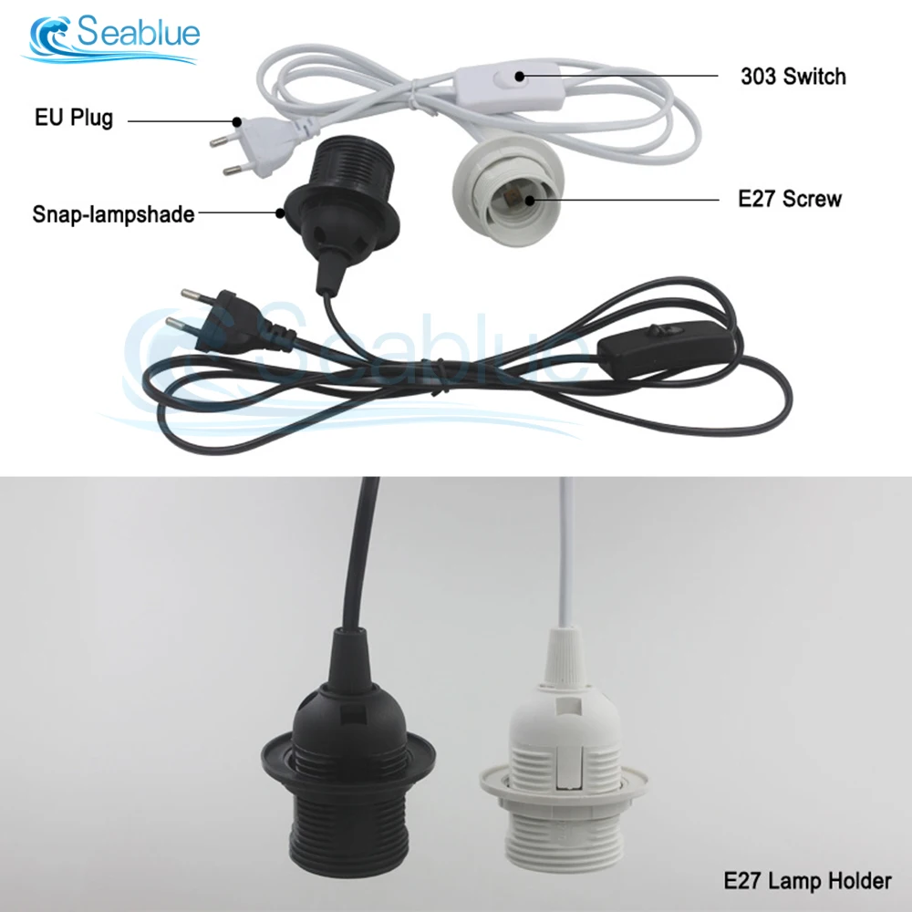 110V 220V 1.8M US/EU Plug Power Cord With ON/OFF Switch E27 Bulb Lamp Holder Textile Cable Cord for Hanging Light Kit lamp holder lamp bulb holder lamp base
