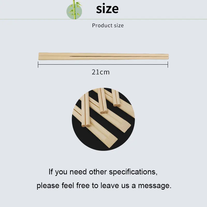 Description Picture 6 of item100Pairs Disposable Bamboo Chopsticks Chinese Restaurant Chop Sticks Noodle Hot Pot Sushi Chopsticks 21cm