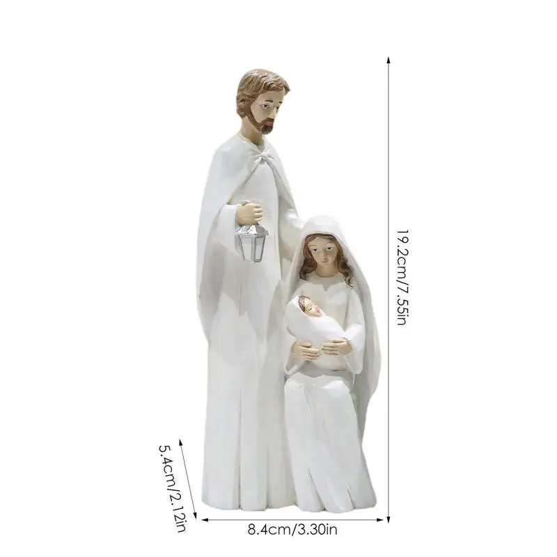 Christmas Holy Family Figurines Nativity Scene Figurine Wooden Christmas Religious Art Decor Statue Suitable For Home christian statue home decor items