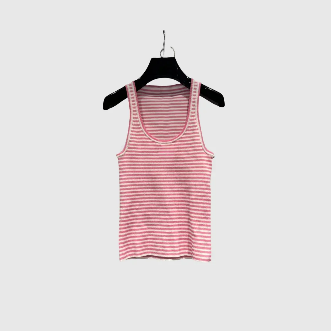 

Spring/Summer New Women's Knitted Vest Stripe Contrast Top