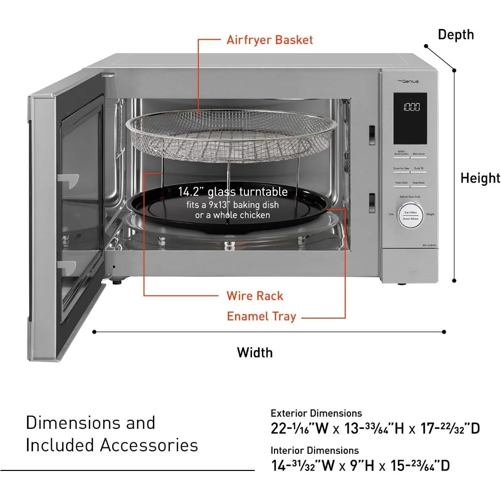 HomeChef 4-in-1 Microwave Oven Air Fryer Convection Bake FlashXpress Broiler Inverter Microwave Technology 1000W