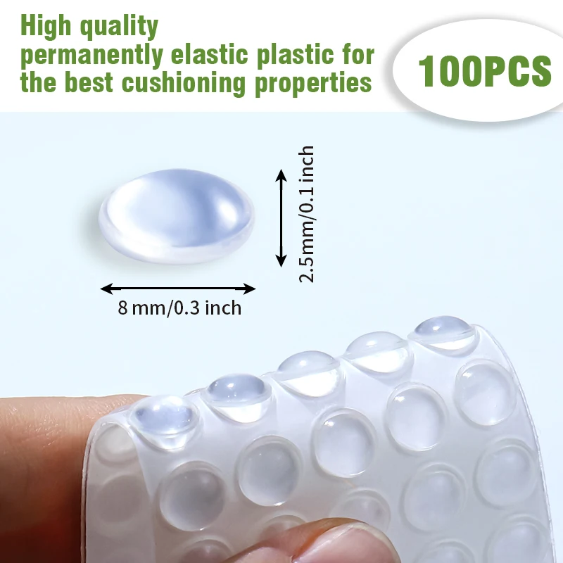 100 plastic cushioning pads, 1/3 inch, noise reduction and collision prevention, used for small items such as water cups